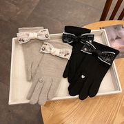 手袋　韓国ファッション　秋冬　かわいい　レディース　蝶結び　パール　ビンテージ　デザイン