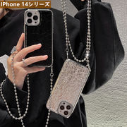 iPhone14 /13/12/11スマホケース スマホストラップ クリア携帯ケース 肩掛け　斜め掛け 2色