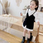 春秋 韓国子供服   韓国ファッション　親子服　フリル シフトドレス　一体型　キッズ