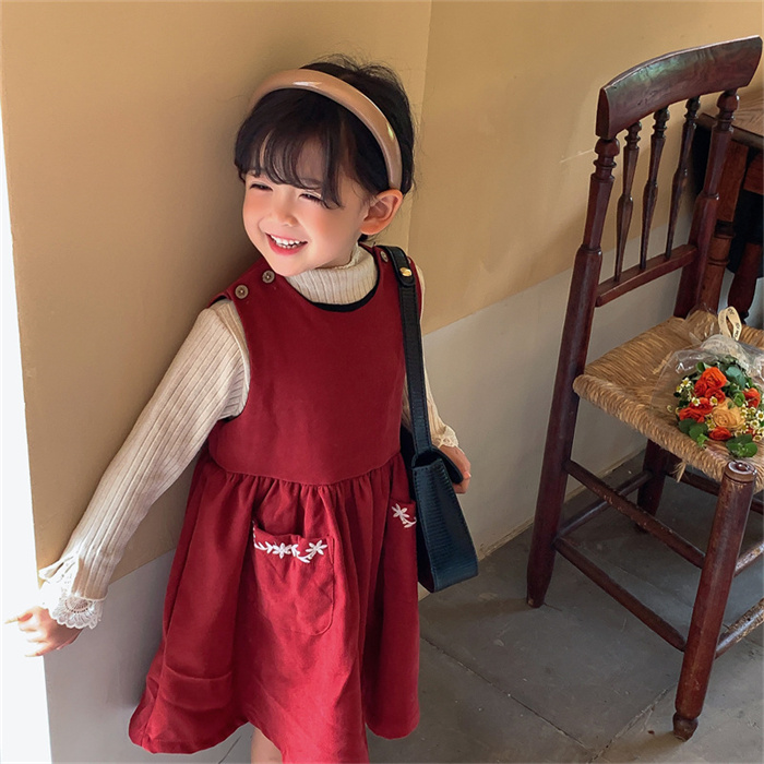 秋 韓国子供服 ワンピース 女の子 コーデュロイ ワンピース 可愛い ファッション   春秋  キッズ服
