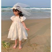 新作 韓国風 子供服 ワンピース  ベビー服 半袖 パフスリーブ  トップス 花柄 可愛い  ゆったり カジュアル
