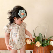 韓国子供服 半袖  可愛い  ロンパース  花柄   女の子   ベビー服  カバーオール