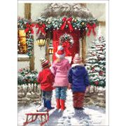 グリーティングカード クリスマス「家を訪ねる子供たち」 メッセージカード