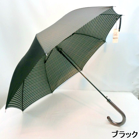【日本製】【雨傘】【紳士用】甲州産先染両面裏格子生地グラスファイバー骨日本製ジャンプ傘