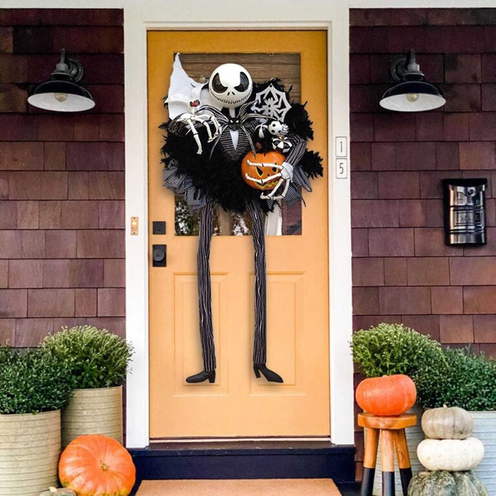 ハロウィン 玄関リース 40cm ドロップ型ハロウィ クリスマスリース