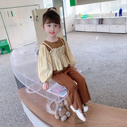 女童小香風真珠偽二点セット2022年秋新型韓版洋気子供服セット