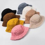 2022秋冬新作  韓国ファッション  レディース帽子  暖かい  漁夫帽  ピュアカラー  ラムウール  百に乗る