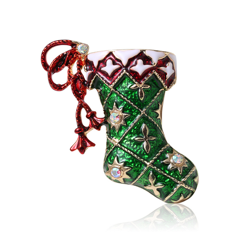 ブローチ、クリスマス靴下ブローチ、クリスマスブローチ、クリスマスアクセサリー、クリスマス