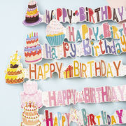 ラッピング 祝い 葉書 ポストカード 誕生日 折り畳みカード ケーキ Happy Birthday カード1枚+封筒1枚