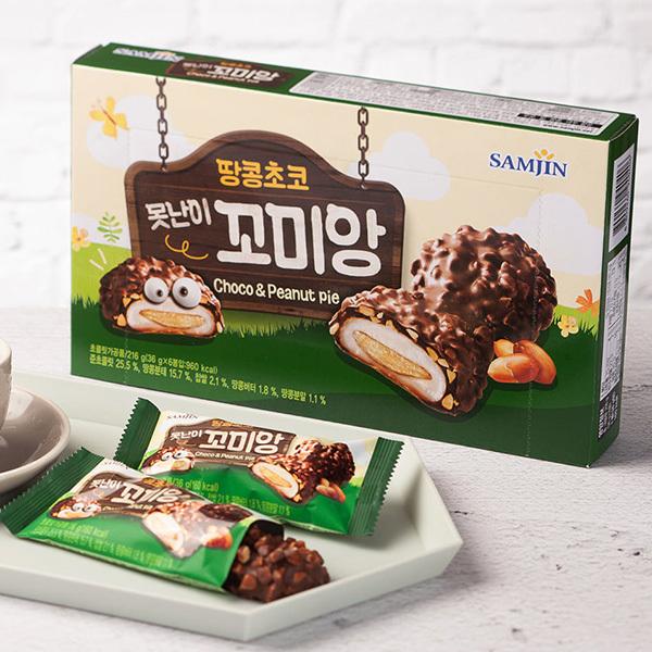 韓国　人気　お菓子　 SAMJIN 　コミアン ピ－ナッツチョコレ－ト　餅チョコパイ　216g　新商品