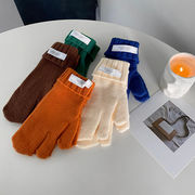 秋冬新品   ins  防寒    百に乗る  ピュアカラー  ニット手袋  ファッション  無地   暖かい  5色