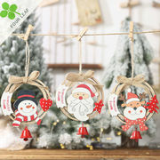 Christmas限定 木製チャーム 鈴付き 壁飾り クリスマス用品 クリスマス飾り サンタ 雪だるま 可愛い