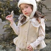 韓国風子供服 カーディガン 裹起毛 ベストコートふわふわ キッズ  トップス  ベビー服   女の子   2色