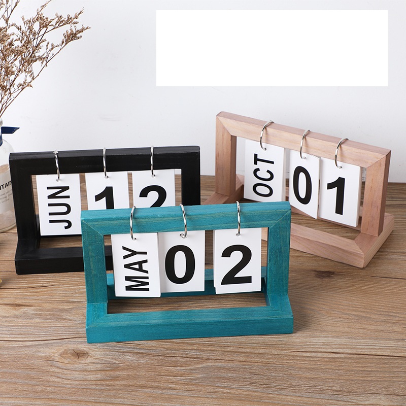 卓上カレンダー 木製カレンダー  レトロなページめくりシンプルな家の書斎のデスクトップの装飾