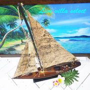 組立木製ヨット(船)地図アンティーク(高さ88cm)【WE-3】