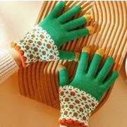 秋冬新作 韓国風 レディース手袋 裹起毛 ファッションニット冬用グローブ手袋 厚手 かわいい2色