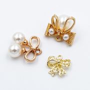 【オリジナル】アンティークパーツ/リボンチャーム/パールビーズリボン/最安値＆営業日当日出荷保証