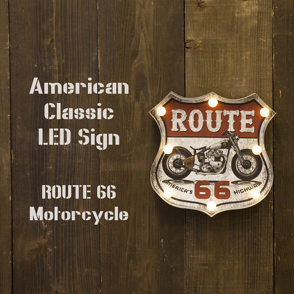 American Classic LED Sign アメリカンクラシック【ROUTE 66 Motorcycle】