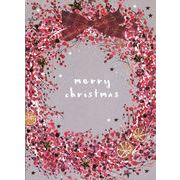 グリーティングカード クリスマス「赤と金のリース」 メッセージカード