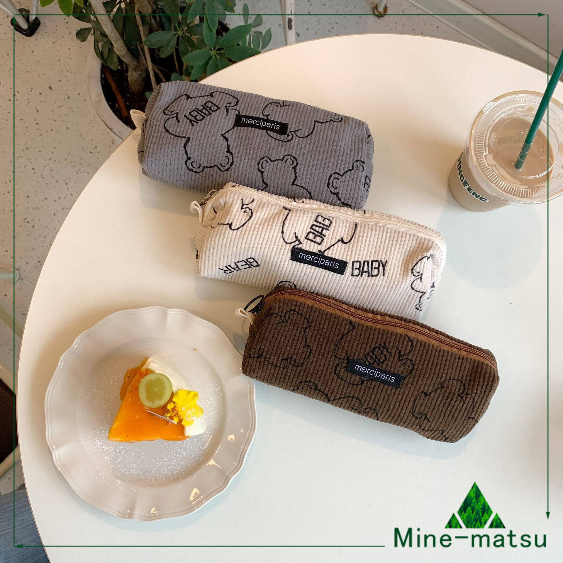 文具収納バッグ かわいい 文具ペンケース くま 収納袋 筆箱 大容量  収納バッグ 化粧道具 小物収納