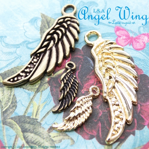 ★L&A original charm★天使の翼チャーム★K16GP＆本ロジウム★“Angel Wing”
