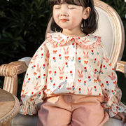 お勧め 春新作 韓国風子供服 3-8歳女の子 長袖上着 トップス ブラウス 花柄 リボン 兎 シャツ  90-140