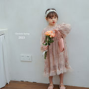 ins 春新作　女の子　チュール　ワンピース　森ガール　子供服　可愛い　長袖ワンピース　春秋　おしゃれ