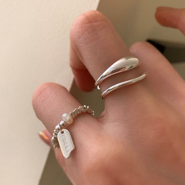 指輪　リング　アクセサリー　不規則　デザイン　メタル　韓国風　パール
