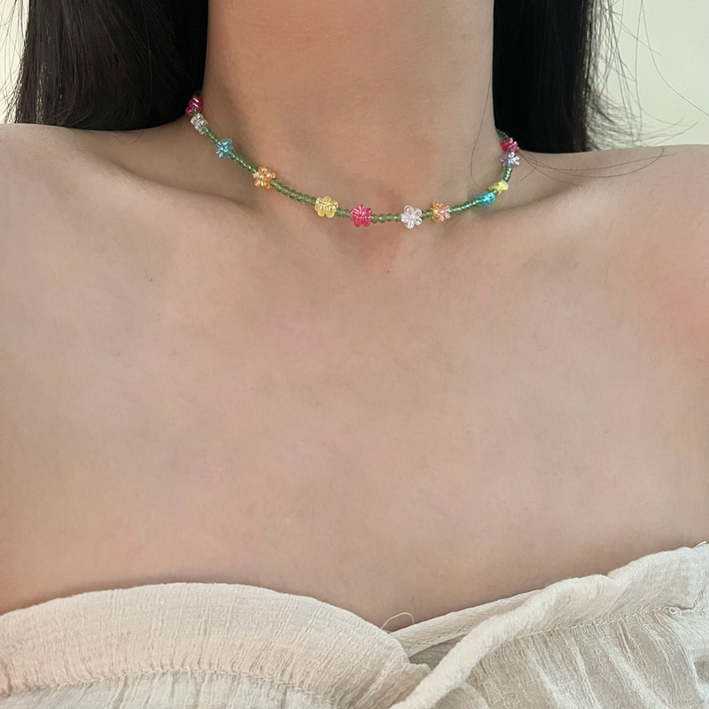 ビーズネックレス アクセサリー 韓国ファッション 花 シンプル | 卸売