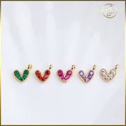 ハートチャーム【4色】カン付き 14Kメッキ 手芸 基礎金具 アクセサリーパーツ ハンドメイド