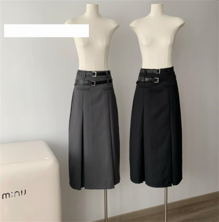 地域販売NO.1 韓国ファッション  ハイウエスト ロングスカート スーツ 中長セクション Aライン 新品