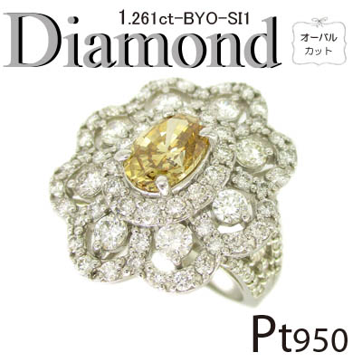 1-2302-02001 KIDR ◆婚約指輪（エンゲージリング） Pt950 プラチナ リング オレンジダイヤモンド 1.261ct