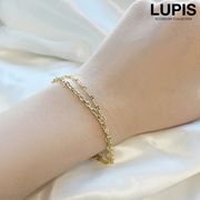 ブレスレット レディース 2連 チェーン シンプル 上品 華やか 華奢 細め きれいめ おしゃれ