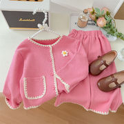 ★Girls★　子供セットアップ　ジャケット　エレガントロングパンツ　ピンク　韓国キッズファッション