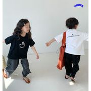 2023年夏新作　韓国子供服　ユニセックス　ｔシャツ　半袖　キッズ服　笑顔刺繍　カジュアル　90#-140#
