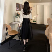 2023フランスの新作上品フェイクレイヤードのスーツワンピース女性の大きいサイズのスカート