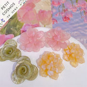 バラ お花 キラキラ 穴付き樹脂パーツデコパーツDIYパーツ 手芸 ハンドメイド アクセサリーパーツ韓国風
