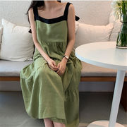 韓国タンクトップスカート2023夏新作ゆったりパステルカラーのフリルストラップ
