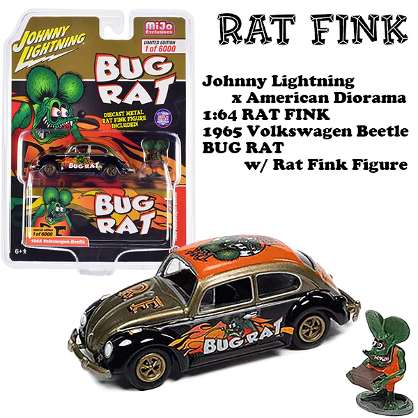 1:64 Rat Fink 1965 VW Beetle BUG RAT w/ Rat Fink 【ラットフィンク