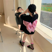お姫様スカート  半袖  Tシャツワンピース  女の子  リボン付き  韓国ファッション    夏
