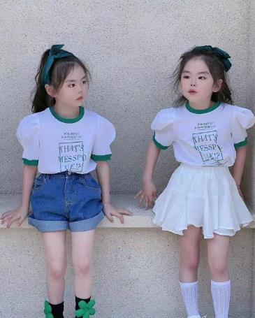 2023夏人気   韓国風子供服  キッズ   ベビー服  トップス+プリーツスカート  半袖  セットアップ