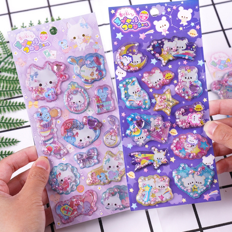 3D立体エンボス 手作り 立体ステッカー シール 香り シェイクステッカー デコパーツ DIY素材  粘着シール