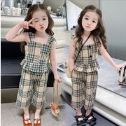 夏 韓国風子供服   かわいい ノースリーブ セットアップ   ベビー服  キッズ2色