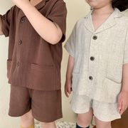 2024夏新作   韓国風子供服  ベビー服  キッズ服   半袖     トップス+ショートパンツ   男女兼用  2色