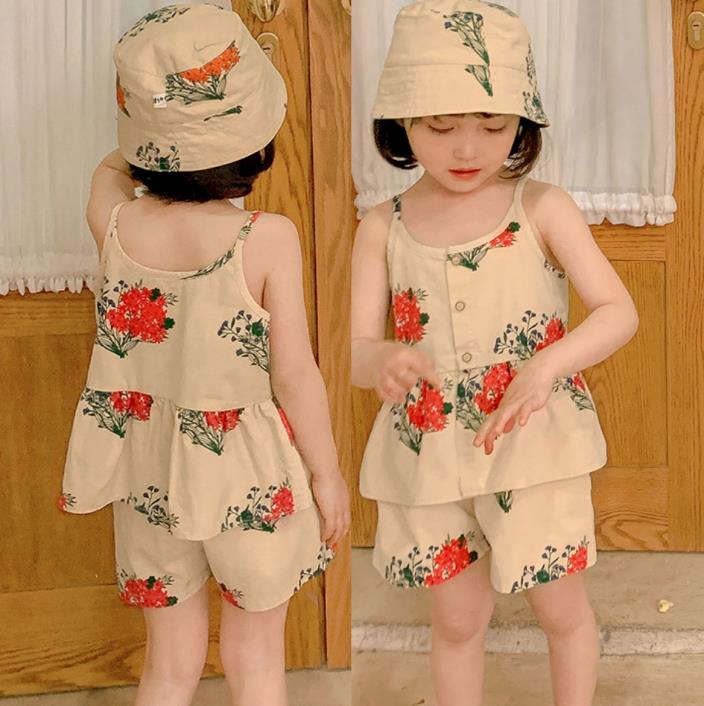 夏人気  韓国風子供服 ベビー服   キッズ   チョッキ+ズボン+帽子  3点セット  セットアップ