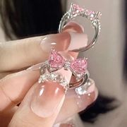 新作 韓国風  レディース  乙女心 アクセサリー   リング    開口指輪  ピンクのリボン    調節可能