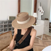韓国キャペリン麦わら帽子気質カジュアル帽子夏の海辺リゾートつば付き日焼け止めサンバイザー