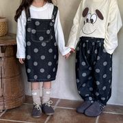 2024春秋新作  韓国風子供服   キッズ服     トップス   袖なし ワンピース   デニム    ジーンズ