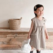 2024夏新作  韓国風子供服  キッズ服    可愛い   カジュアル   袖なし   ワンピース  2色