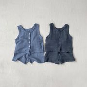 2025夏新作  韓国風子供服  ベビー服  キッズ服  ベスト+ショートパンツ   2点セット 男女兼用